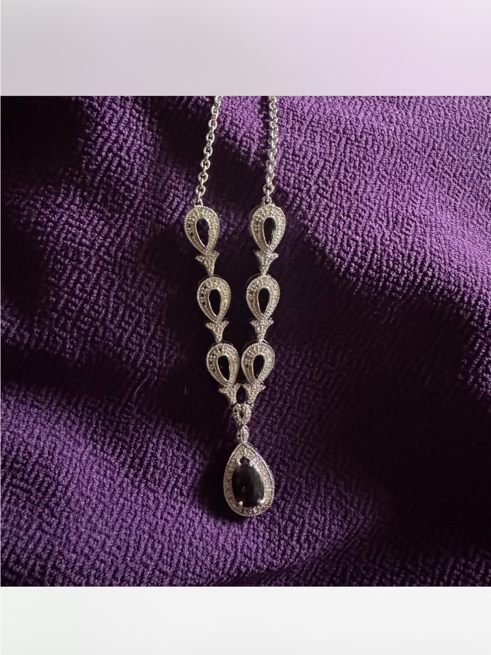 Sterling Silver genuine sapphire diamond accents Pendant Necklace